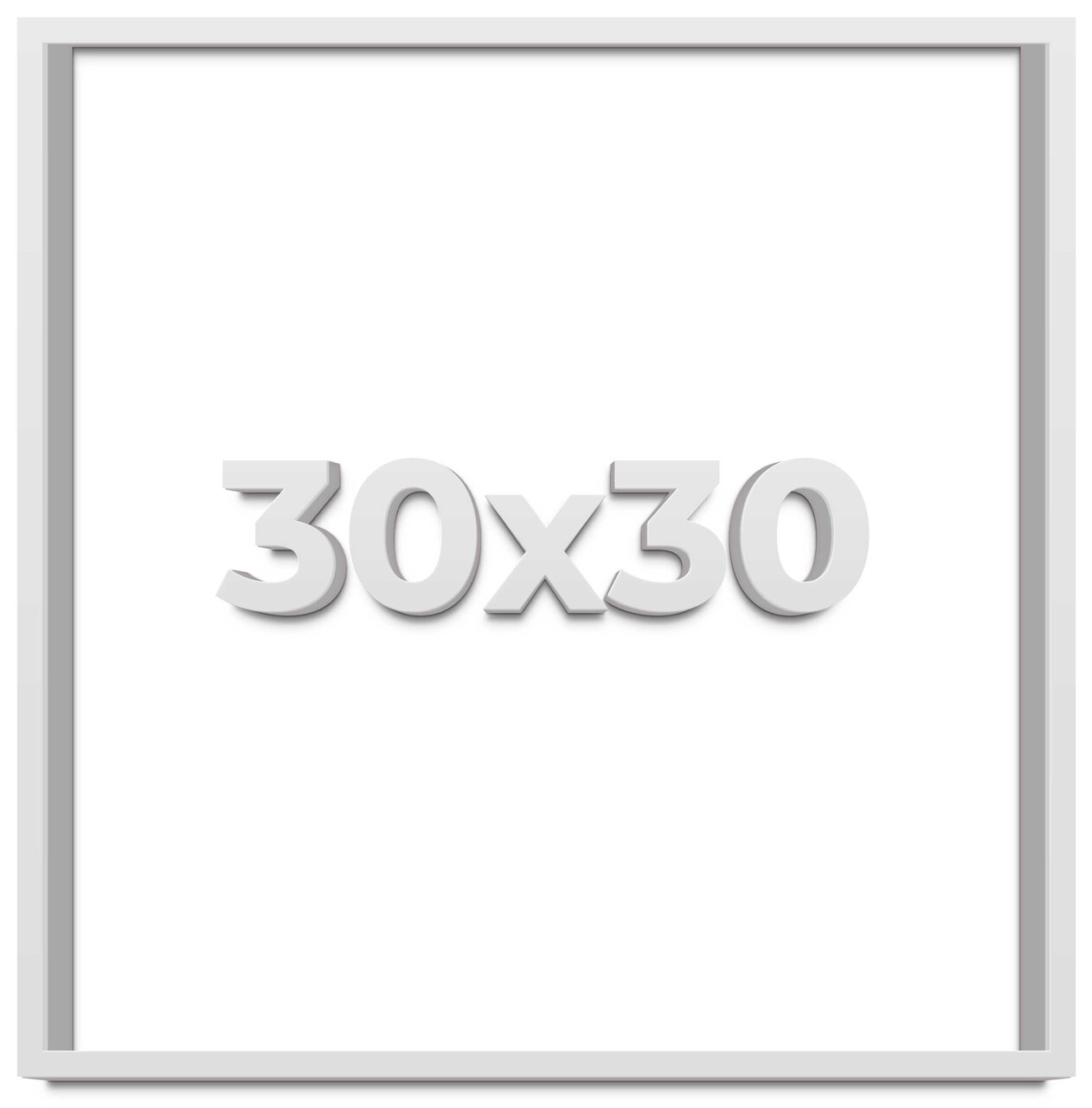 Square Shadow Box 1" Depth White Picture Frame - UV Acrylic, Backing, Hanging Hardware